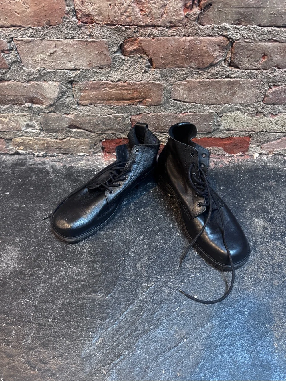 Zara Men's Black Leather Lace-Up Boots
